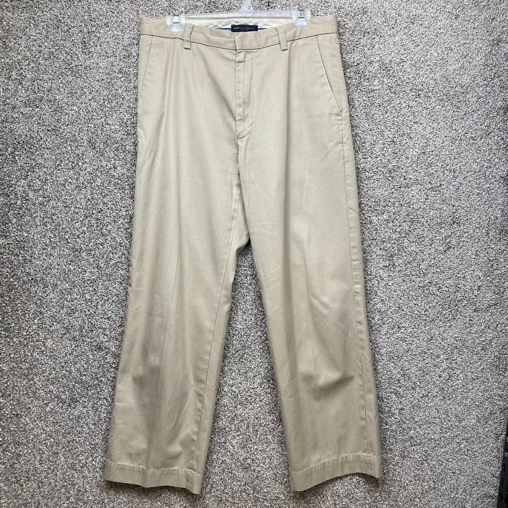 Banana Republic Dawson Khaki Pants Men's 32 x 30 100% Cotton Flat Front Chinos